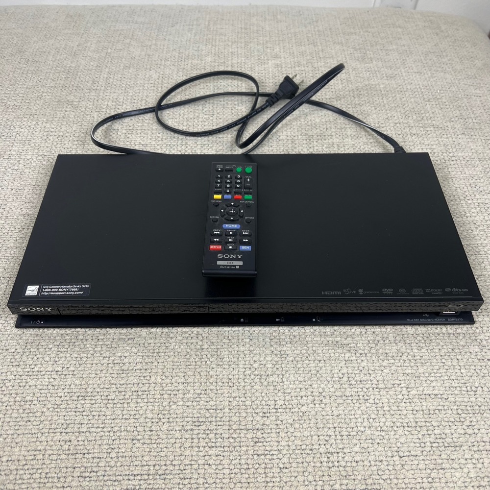 Sony Blu-ray DVD Player BDP-S370 Black HDMI USB Remote Excellent Working